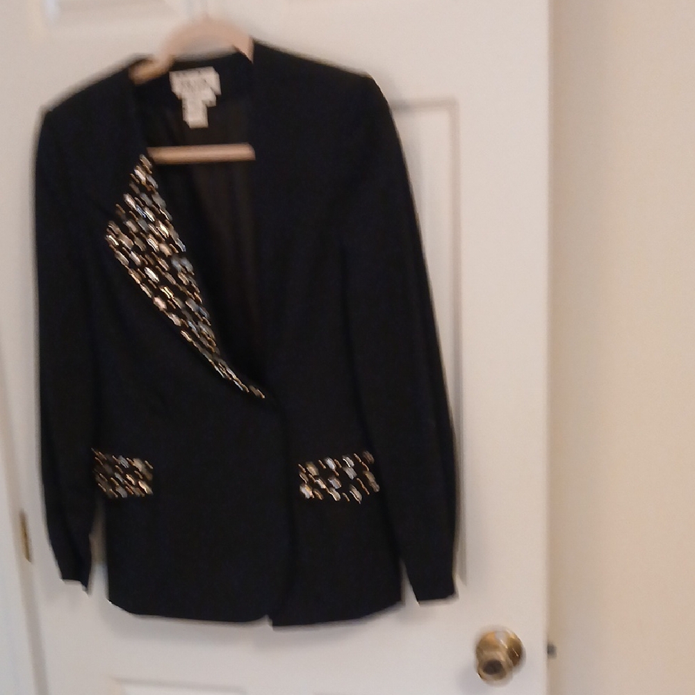 Women's Black Blazer with Gold Accents